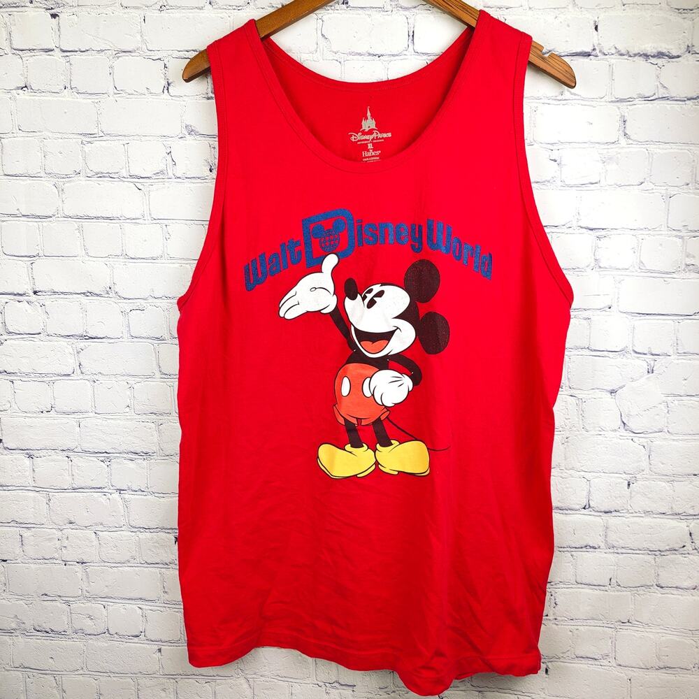 Walt Disney Wolrd Mickey Mouse Red Tank Hanes Shirt XL